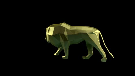 low poly lion rotating on the white background.