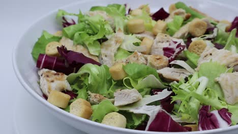 ensalada de pollo con pollo a la parrilla y picatostes