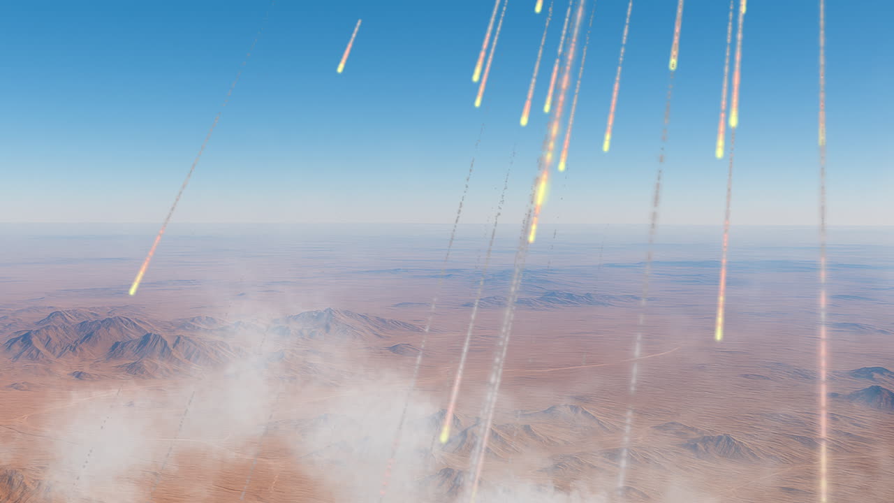 Meteor Shower Over Desert Landscape