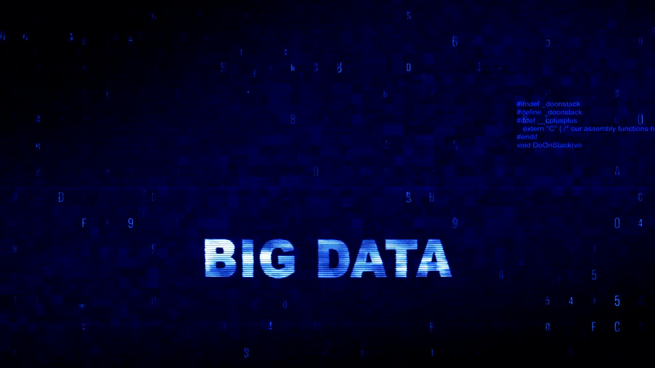 Big Data  Text Digital Noise Twitch Glitch Distortion Effect Error Animation.
