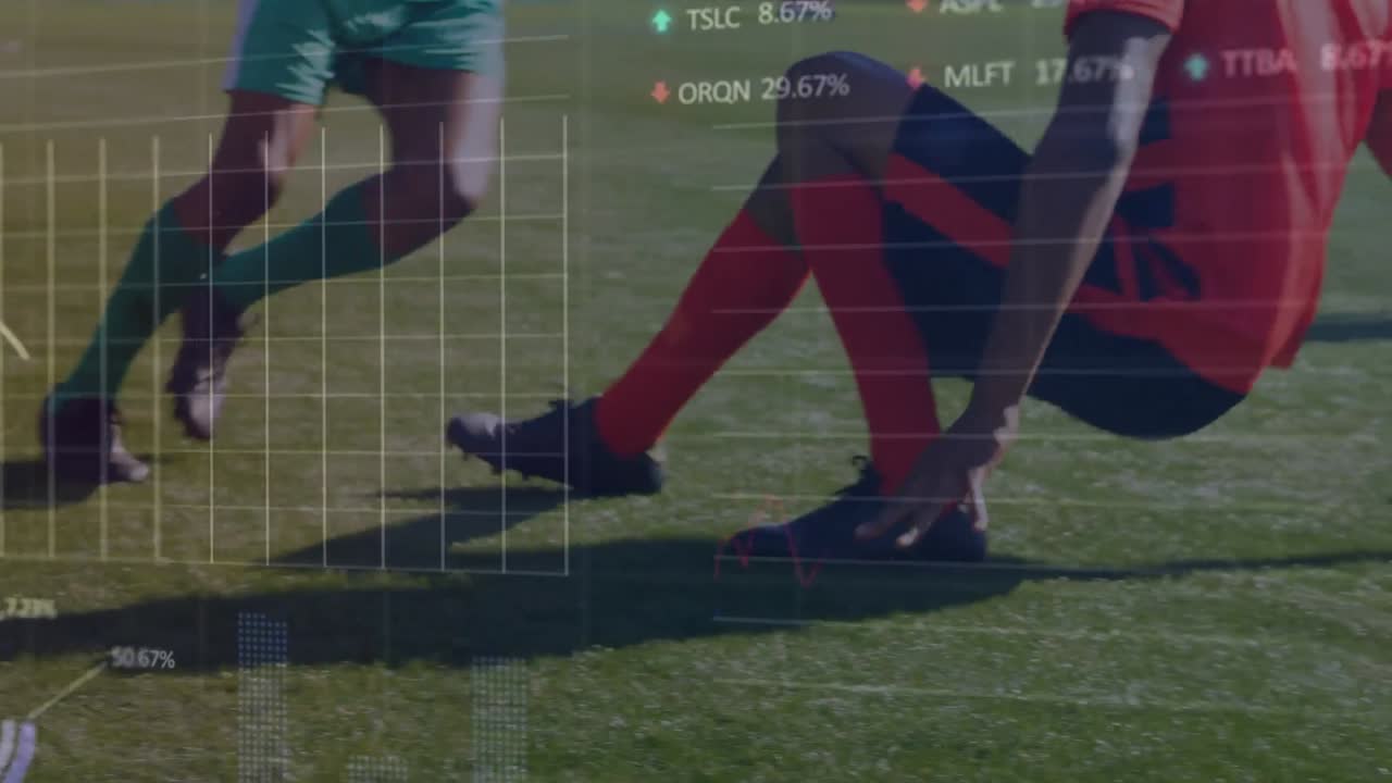 데이터 처리를 통해 다양한 남성 축구 선수들의 애니메이션