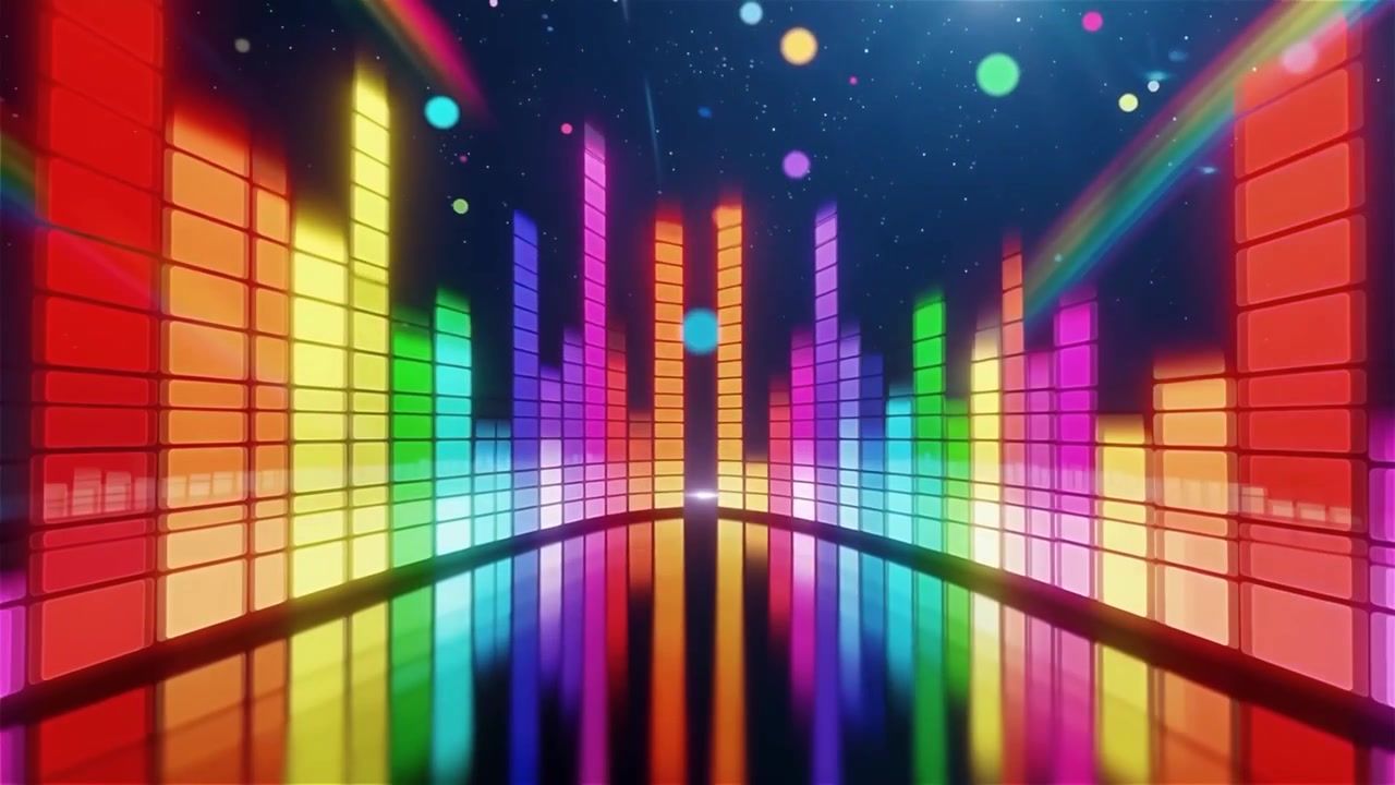 Futuristic Rainbow Neon Music Equalizer Visualizer Background