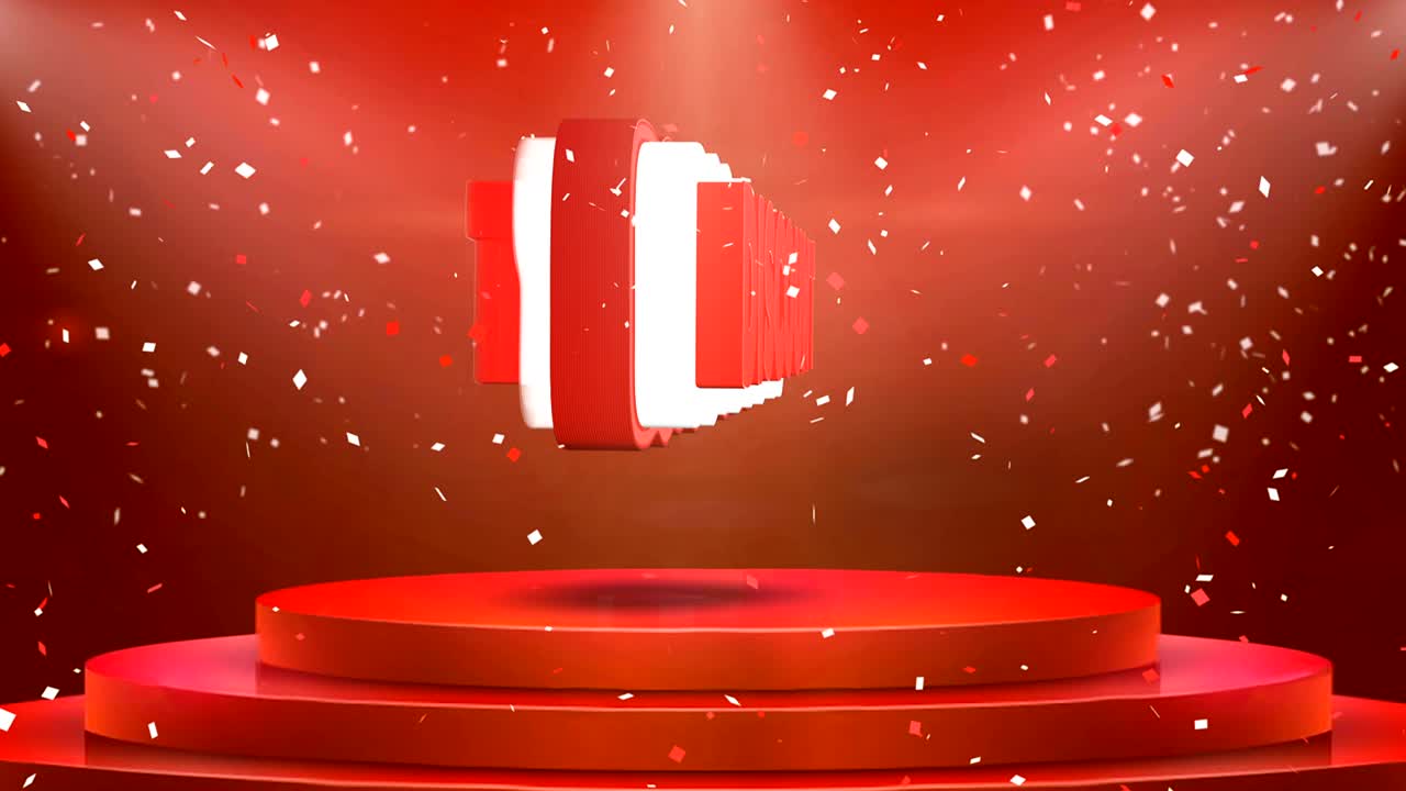 디스카운트 텍스트 애니메이션 무대 포디움 콘페티 루프 애니메이션