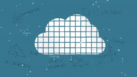 Animating mathematical equations and formulas over cloud computing concept