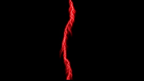 relámpagos interminables en fondo negro. tormenta eléctrica. rayos rojos realistas en animación en bucle