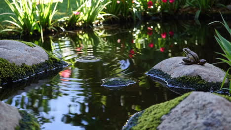 frog in a garden pond