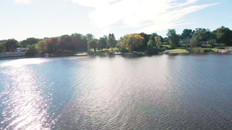 aerial point of view over mona lake in