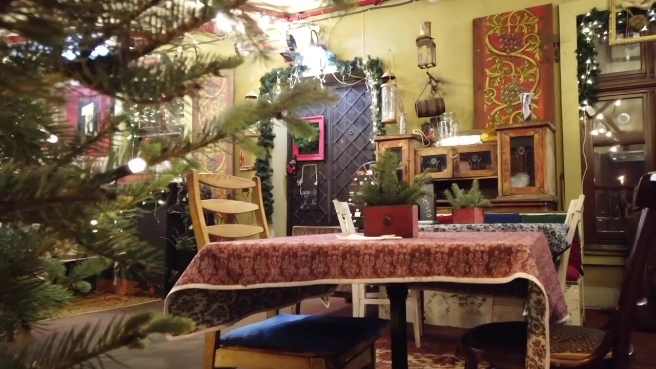 A night cafe during Christmas holidays.