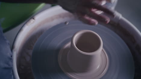 pottery demonstration on a pottery wheel
