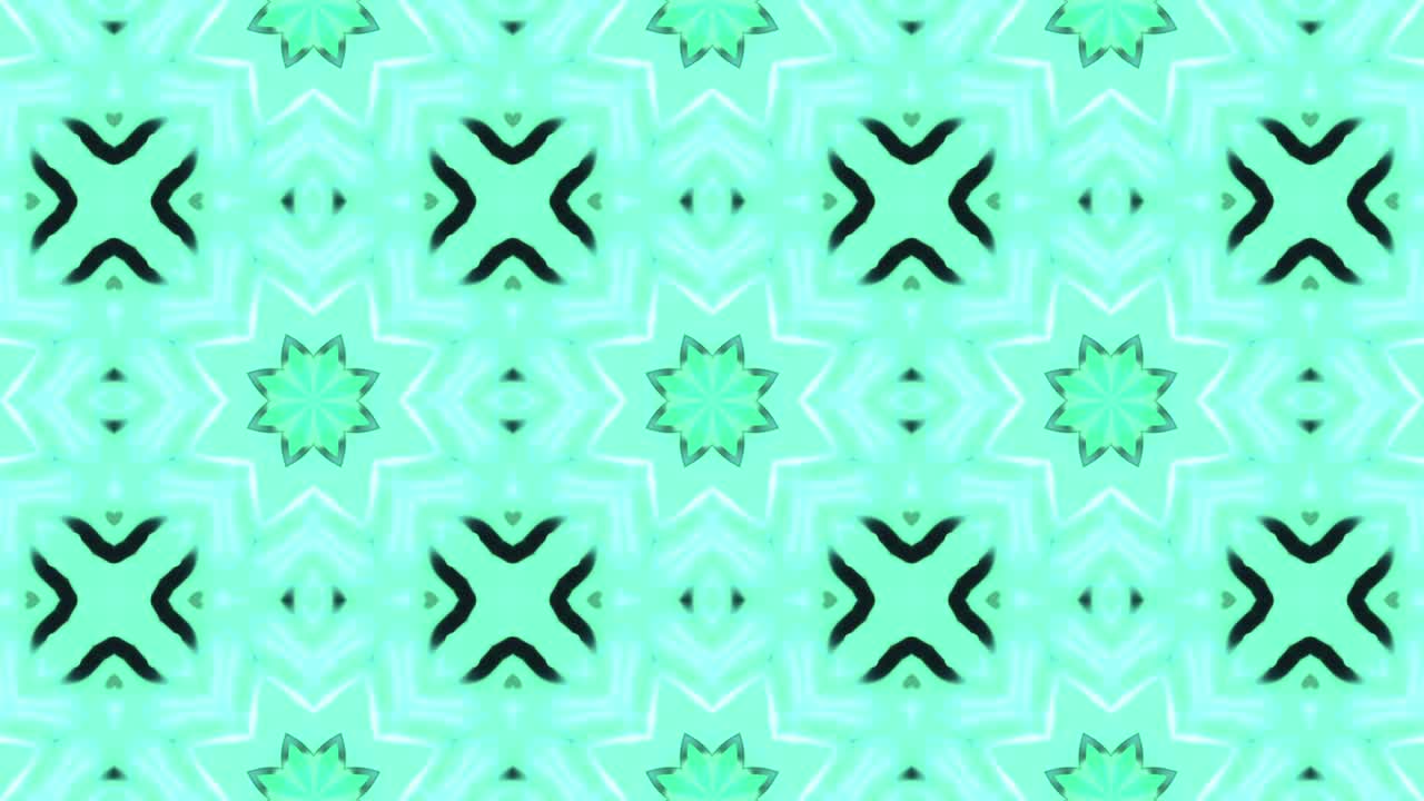 3d Looped abstract ornate decorative background. Hypnotic trendy blue colored kaleidoscope.