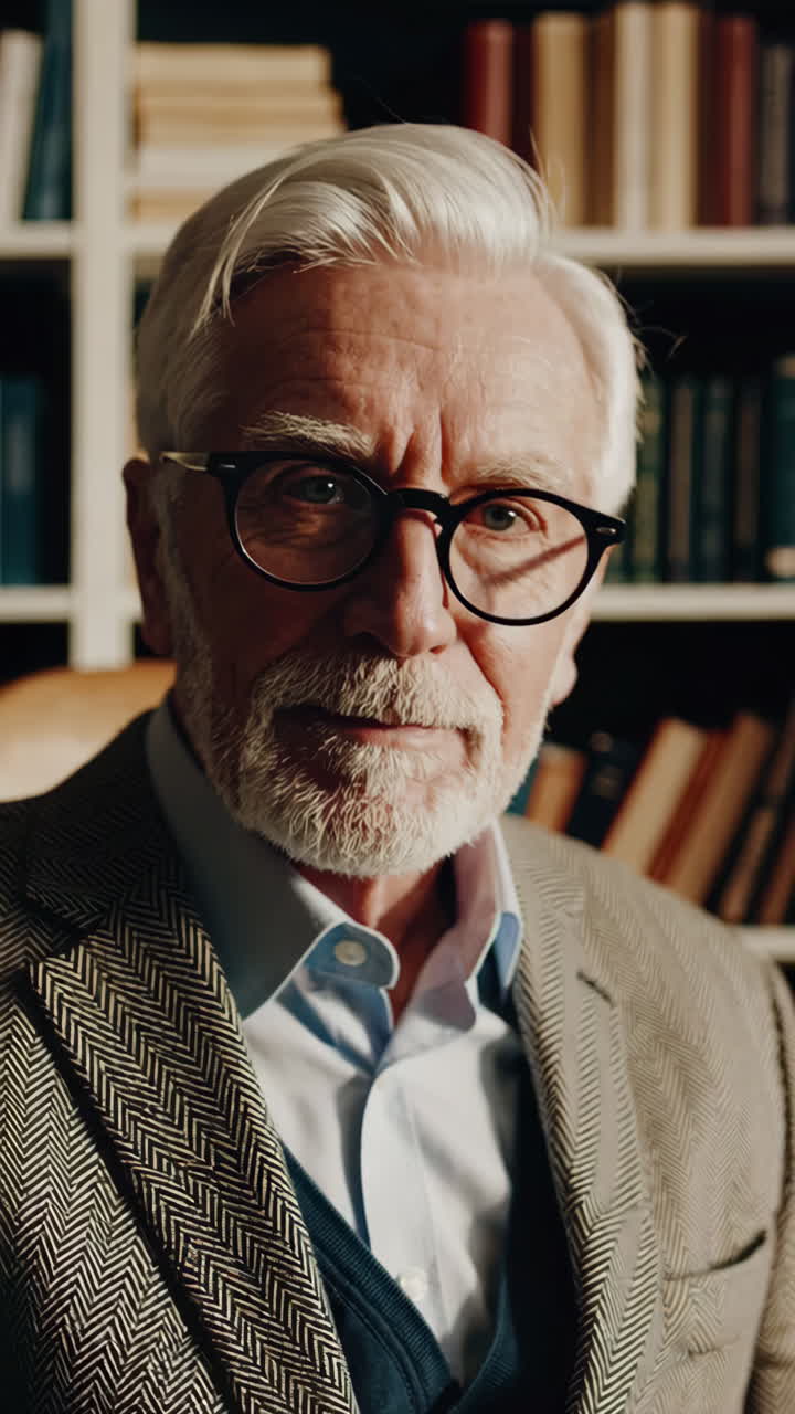Portrait of a Senior Man in a Library
