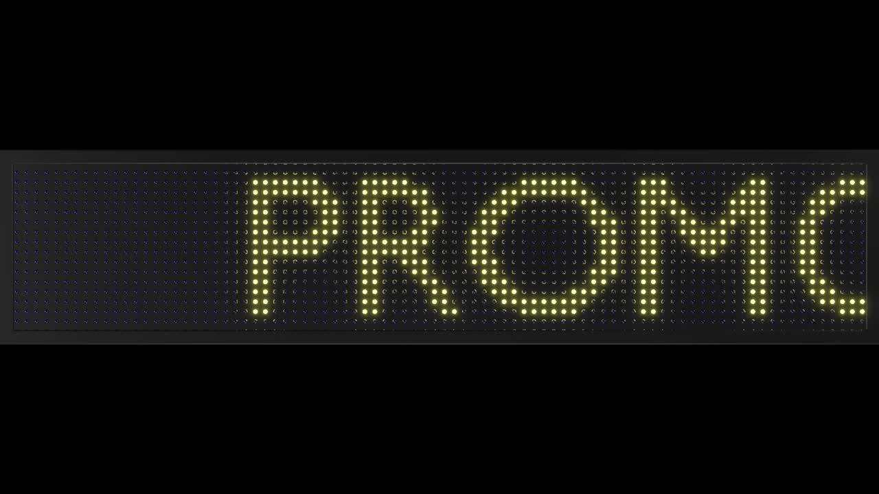 Vintage Scrolling Promo LED Sign With A Black Frame And Transparent Background