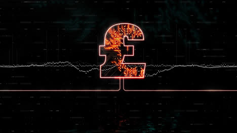 animation of pound sign with circuit board over data processing