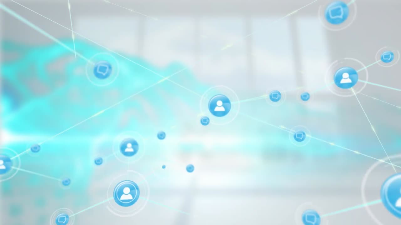 ⁇ 색 배경 위의 연결 네트워크의 애니메이션