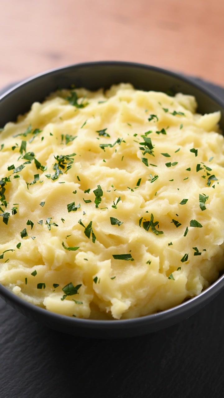 Ciotola di purè di patate cremoso in rotazione