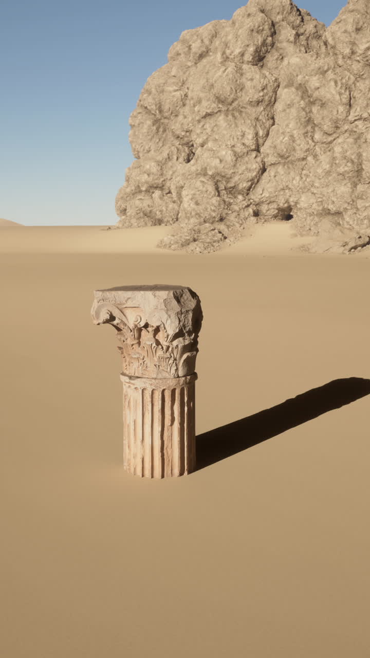 antiguo pilar romano de pie solo en el desierto