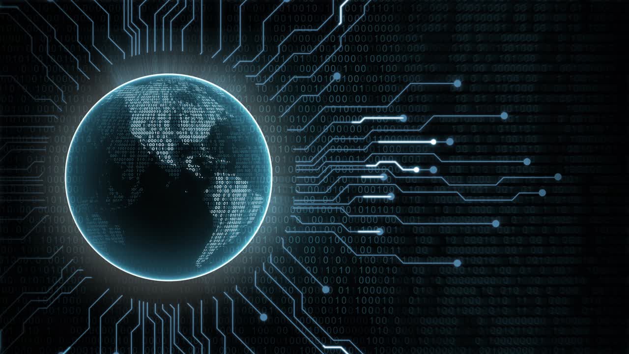 animación de bucle tecnológico abstracto del planeta tierra azul