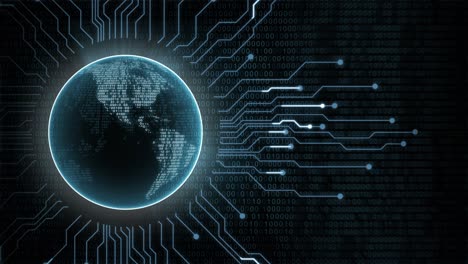 abstract technological blue earth planet loop animation