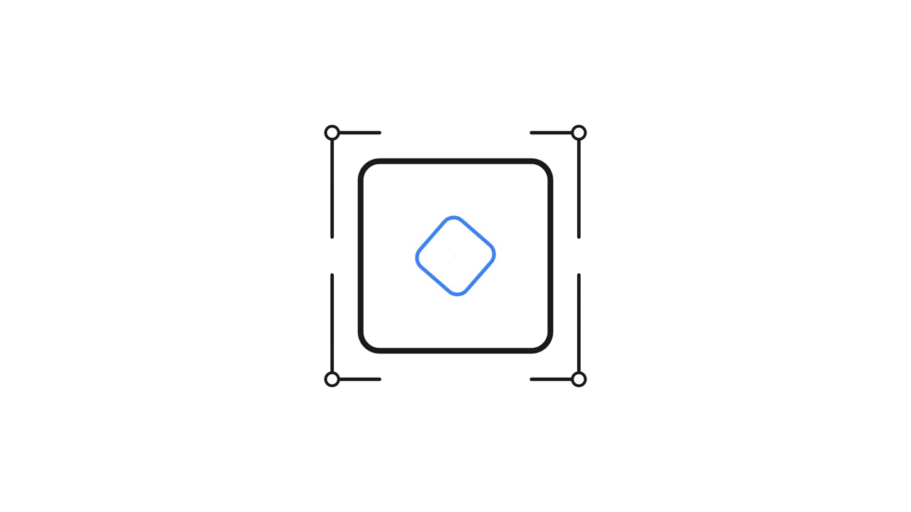 Minimalist Animated Square Frame Drawing on White Background