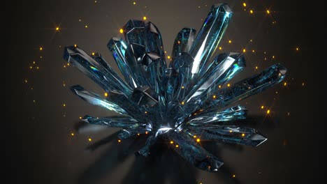 dreamlike crystal druse and fireflies 3d render seamless loop animation