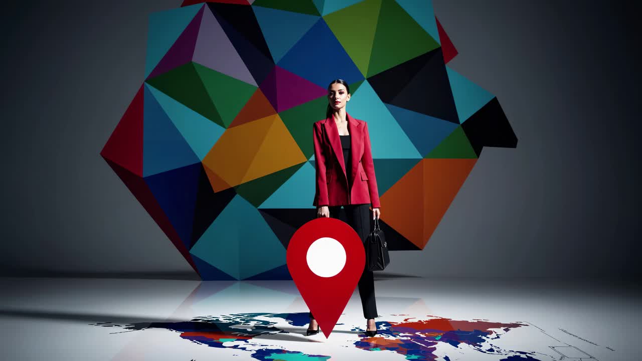 mujer de negocios con ubicación en el mapa