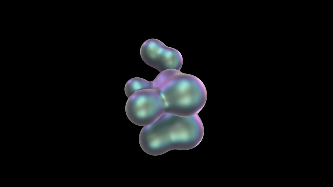 Dynamic Iridescent Metaball Shape Shifting on Black Background