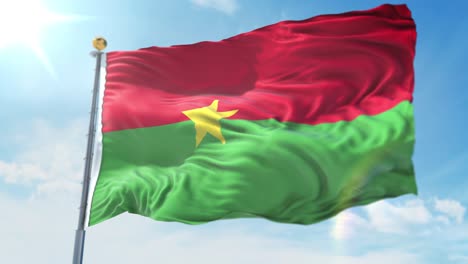 4k ilustración 3d de la bandera ondeante en un poste del país burkina faso