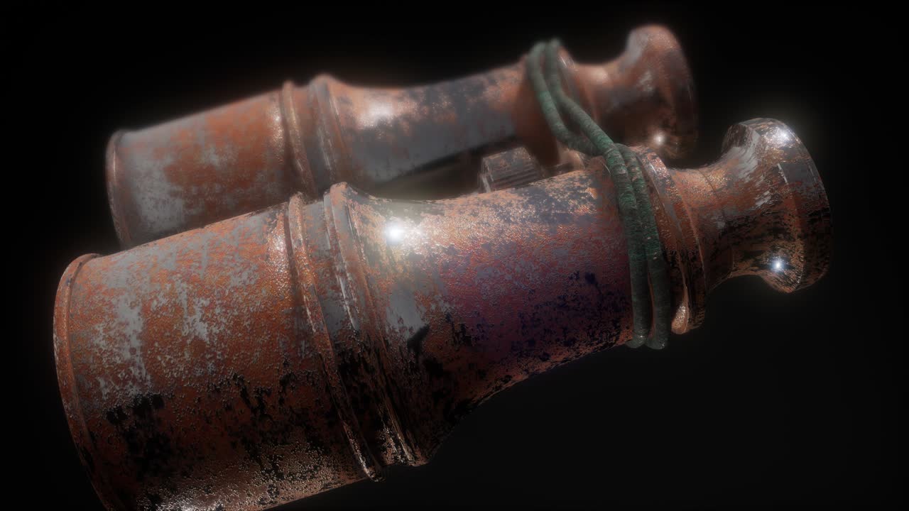 viejos binoculares sobre un fondo negro