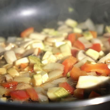 vegetable stir fry in frying pan
