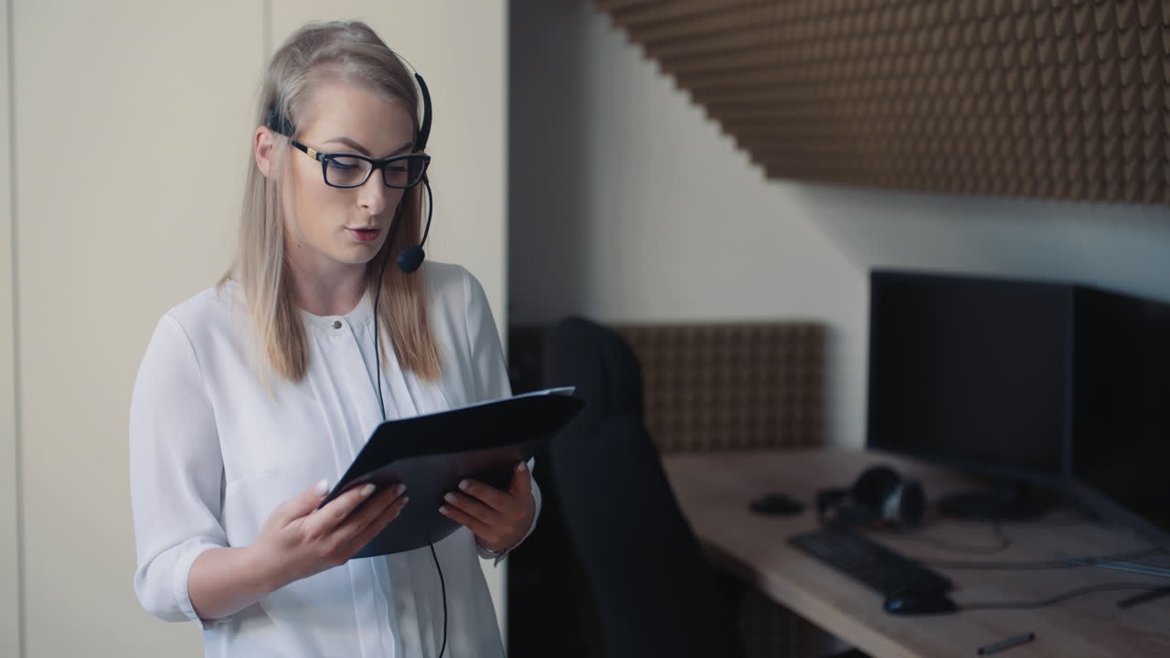 mujer lleva a cabo consultas remotas en línea