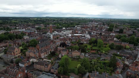 shrewsbury town , centre shropshire england drone aerial view