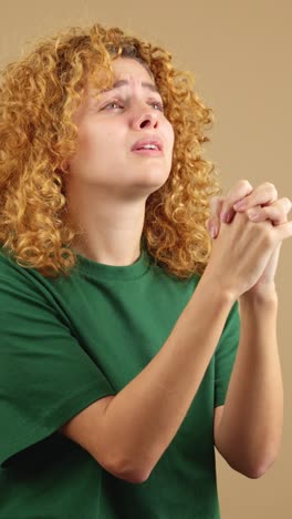 emotional woman praying
