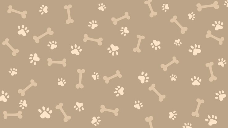 Pastel background with dog paw print and bone. Looped animated zoological screensaver.