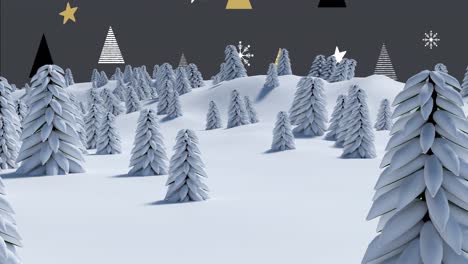 Animation-Von-Tannenbäumen-In-Der-Winterlandschaft