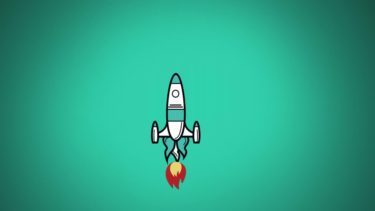 Rocket icon against green background