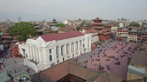 aerial view of kathmandu's historic durbar square with people and traditional architecture