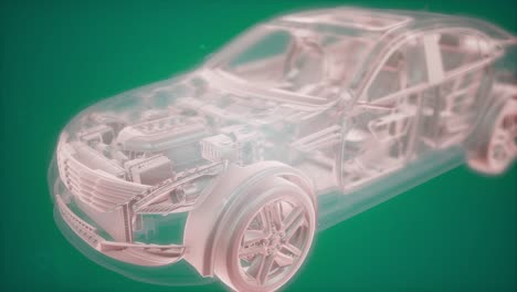 Holographic-animation-of-3D-wireframe-car-model-with-engine