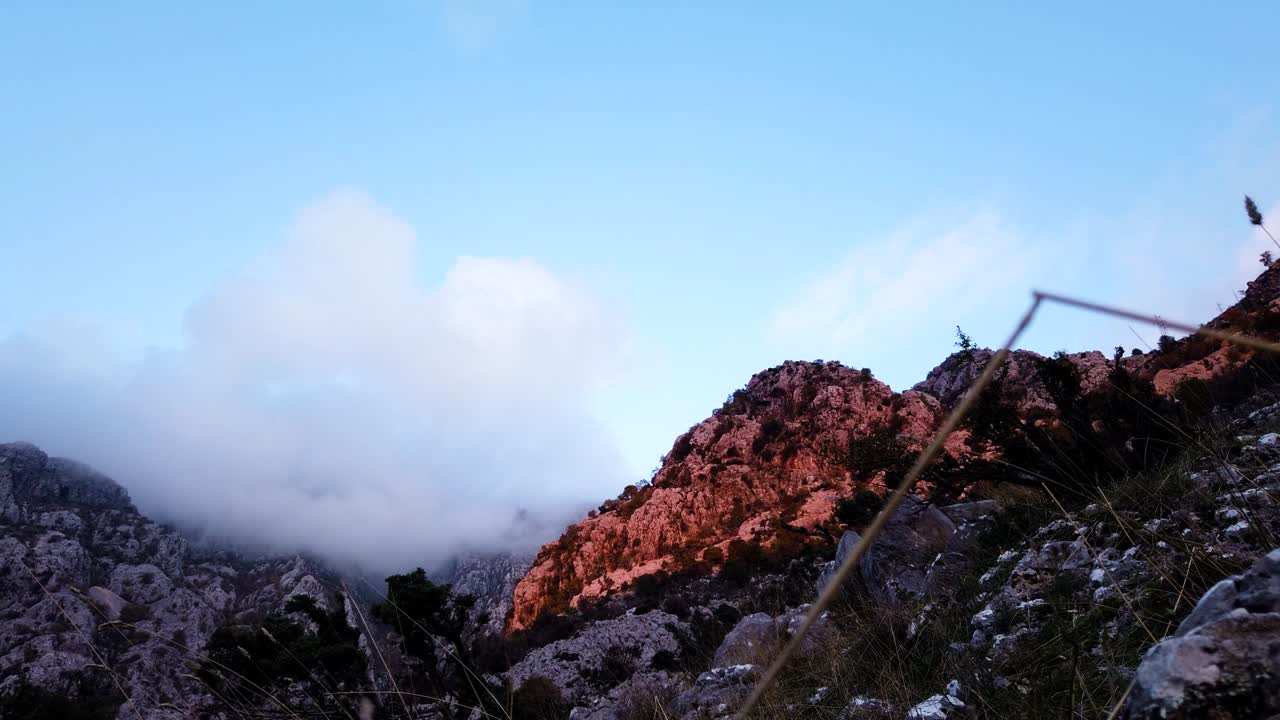 Motionlapse of clouds going over mountain range in Kotor, Montenegro.