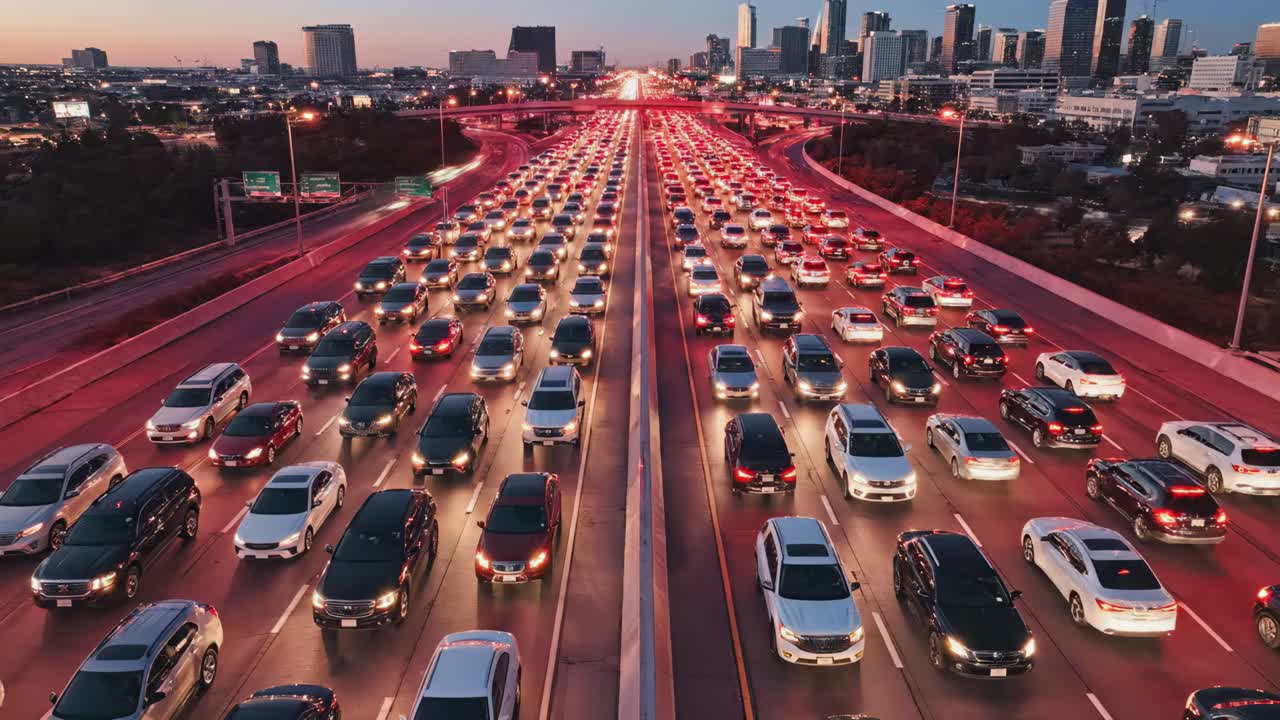 Evening Traffic on a Busy City Highway