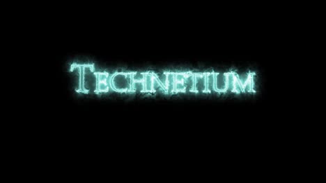 tecnecio, elemento químico, escrito con fuego. bucle