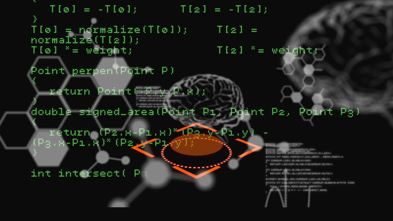 animación de cerebros humanos, moléculas sobre el procesamiento de datos