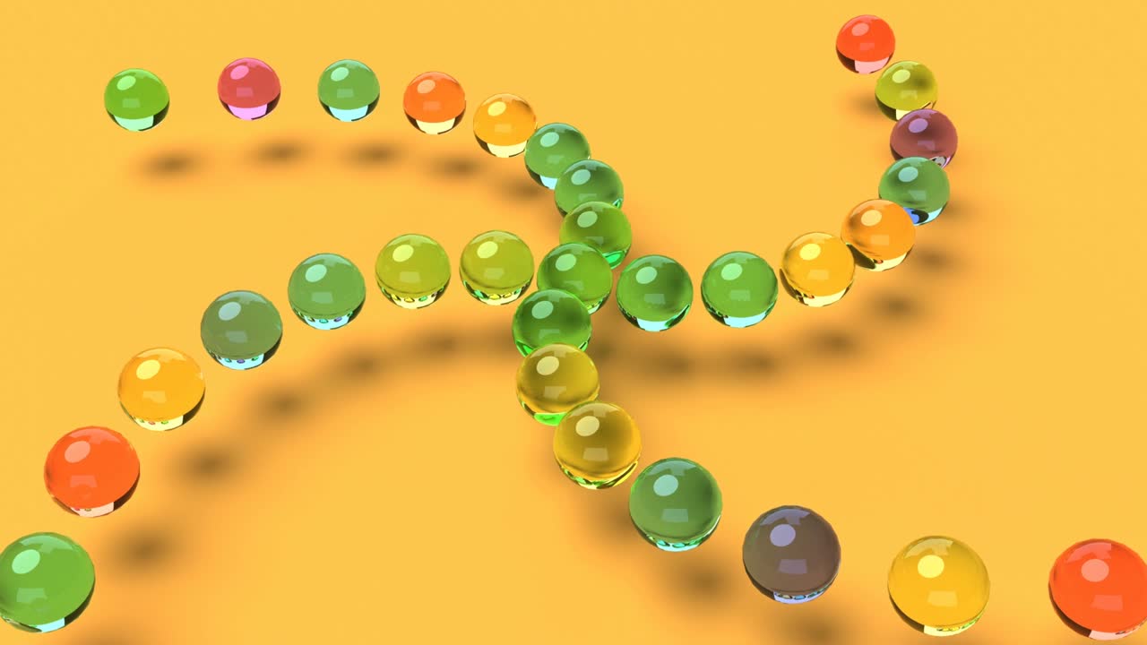Spiral color glass spheres Digital art able to loop seamless 4k