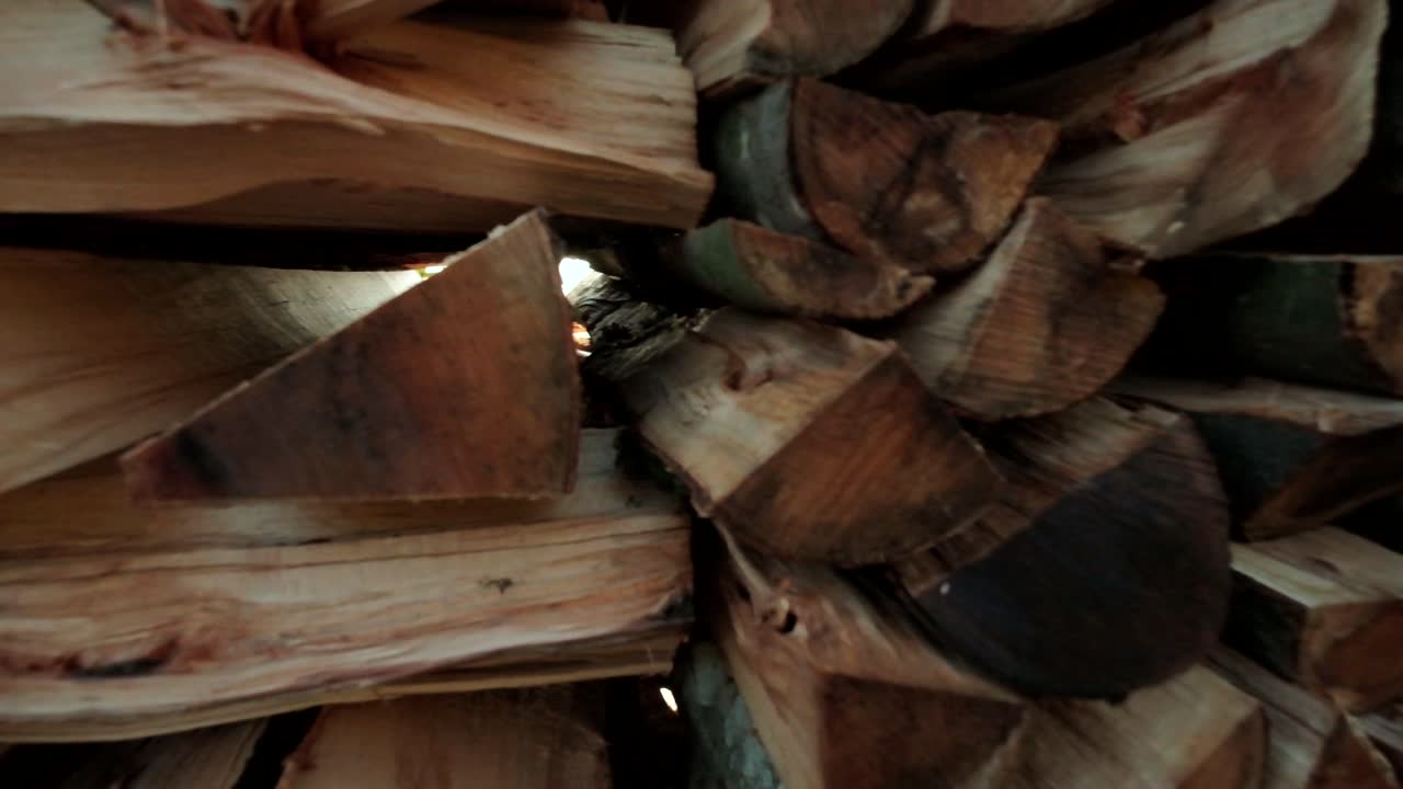 Slow-motion footage of nature in Slovenia with golden light and low lying fog in the valley