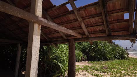 abandoned roof house frame sri lanka virgin beach broken tiles developing country
