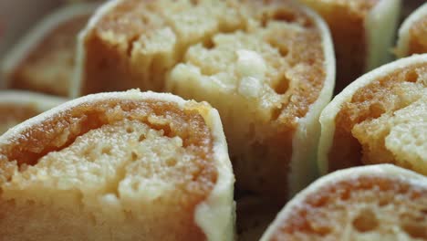 close-up of rolled sweet treats