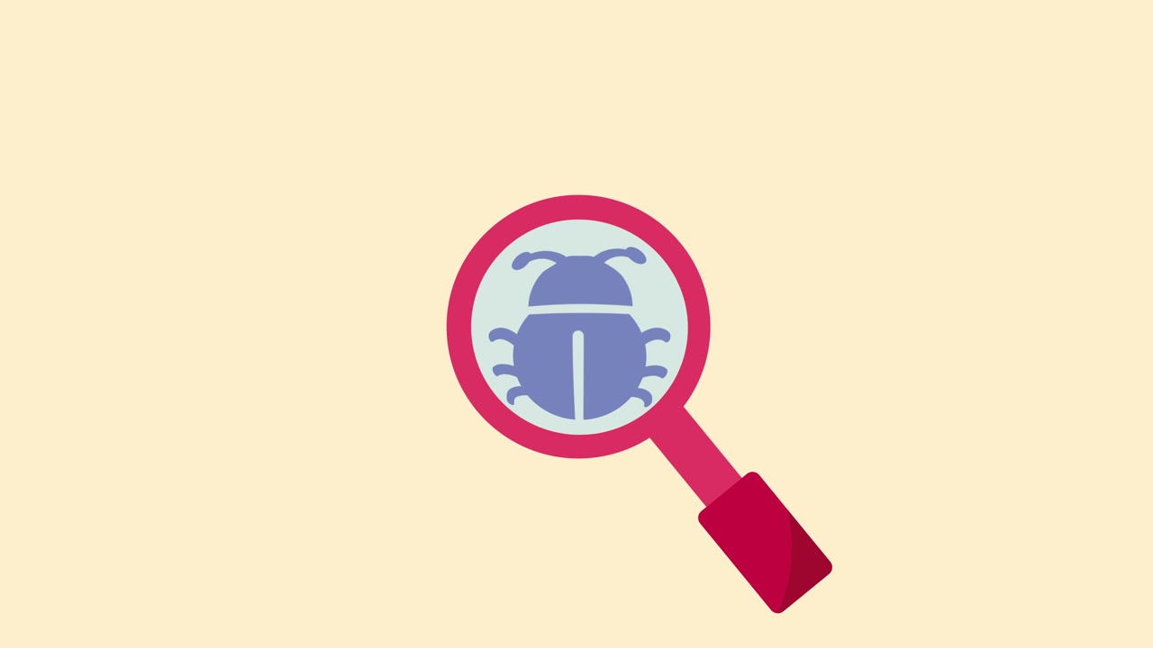 Animated Magnifying Glass Inspecting a Software Bug Icon