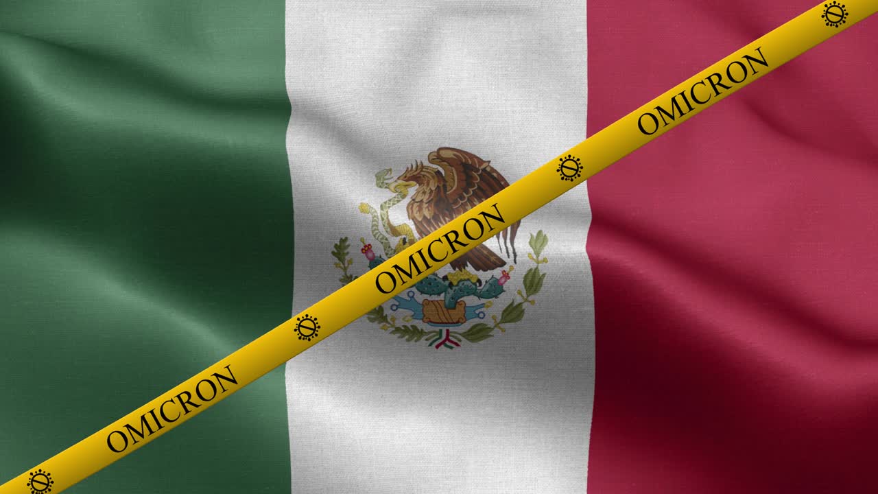 variante de omicron y franja de prohibición en la bandera de méxico - bandera de méxico