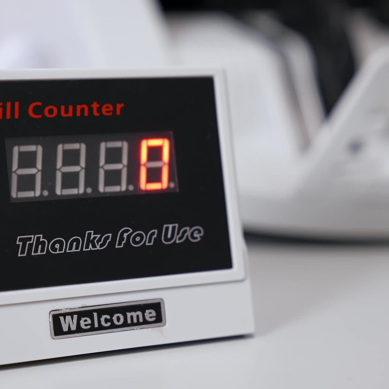Electronic bill counter. Money counting equipment for paper money calculation. Automatic mechanism for bank financial operations. Currency exchange