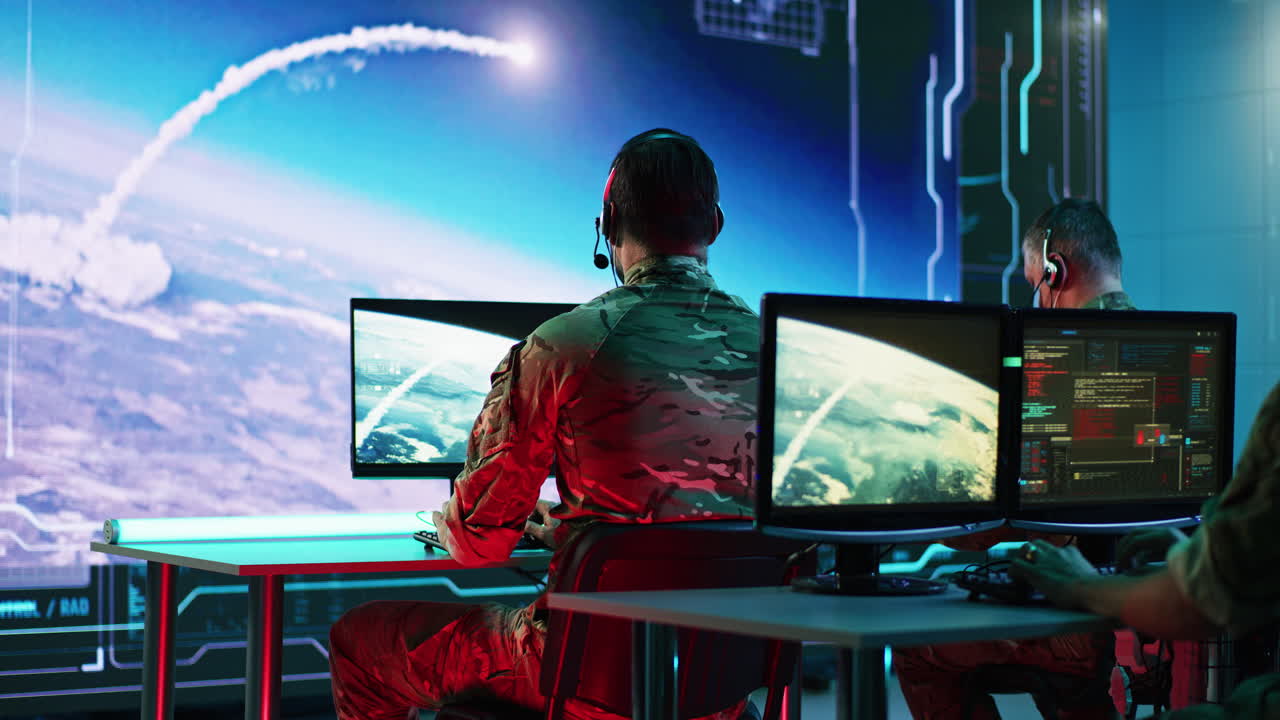 통제실에 있는 군인