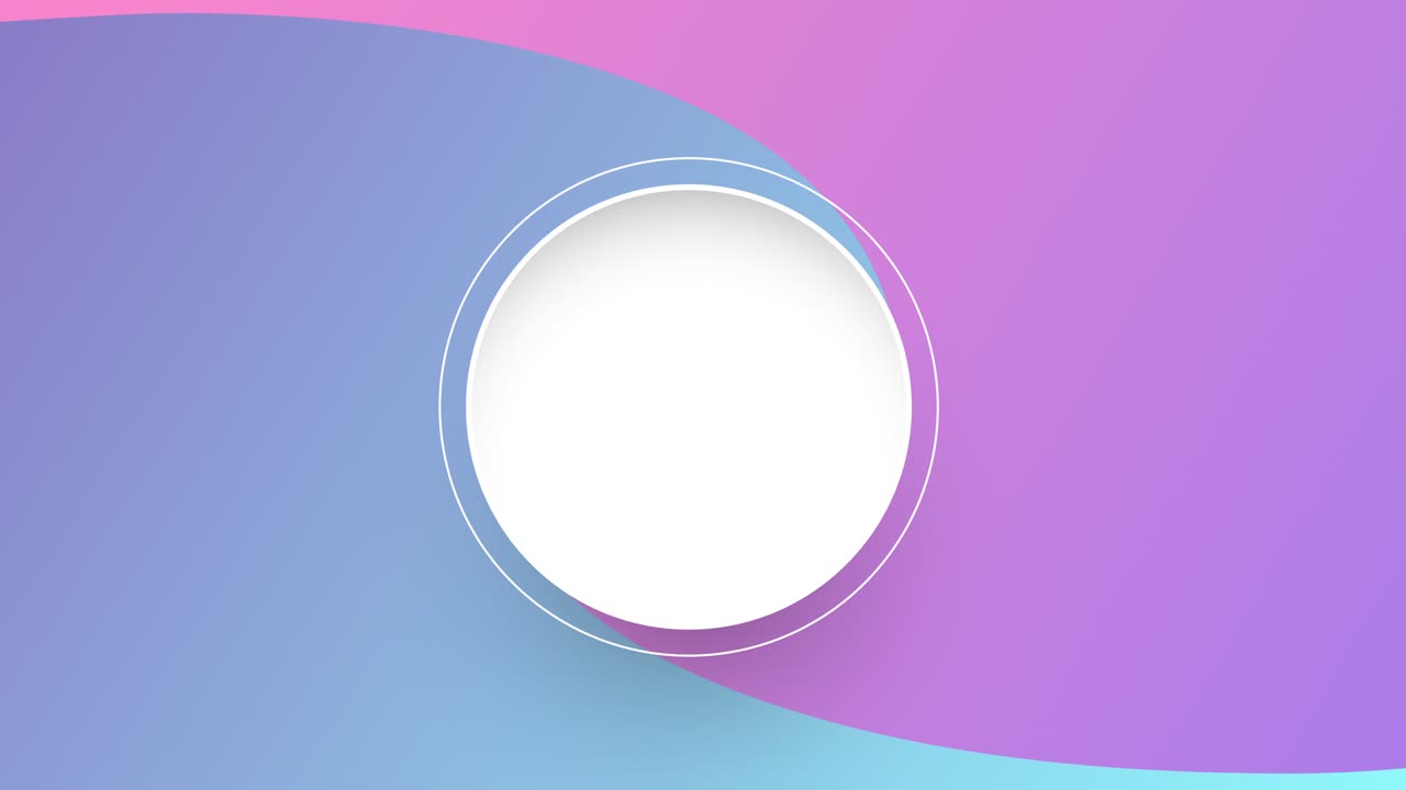 fondo mínimo azul y rosa con redondo blanco giratorio en el medio en video 4k.